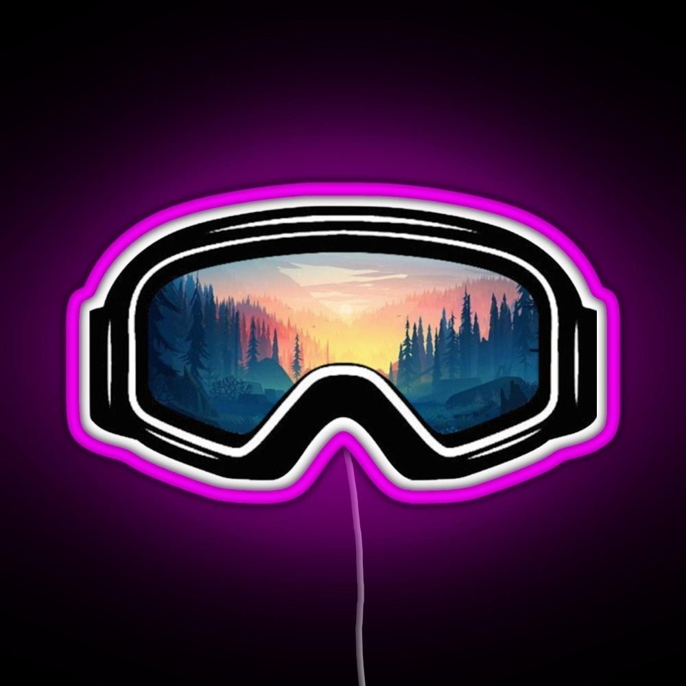 Ski Goggles Trees In The Sunset Design Rgb Neon Sign - Shineneon