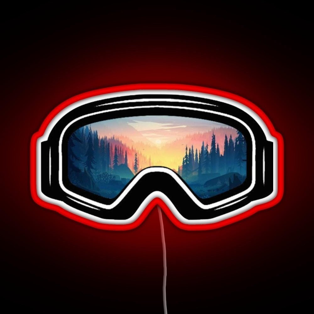 Ski Goggles Trees In The Sunset Design Rgb Neon Sign - Shineneon