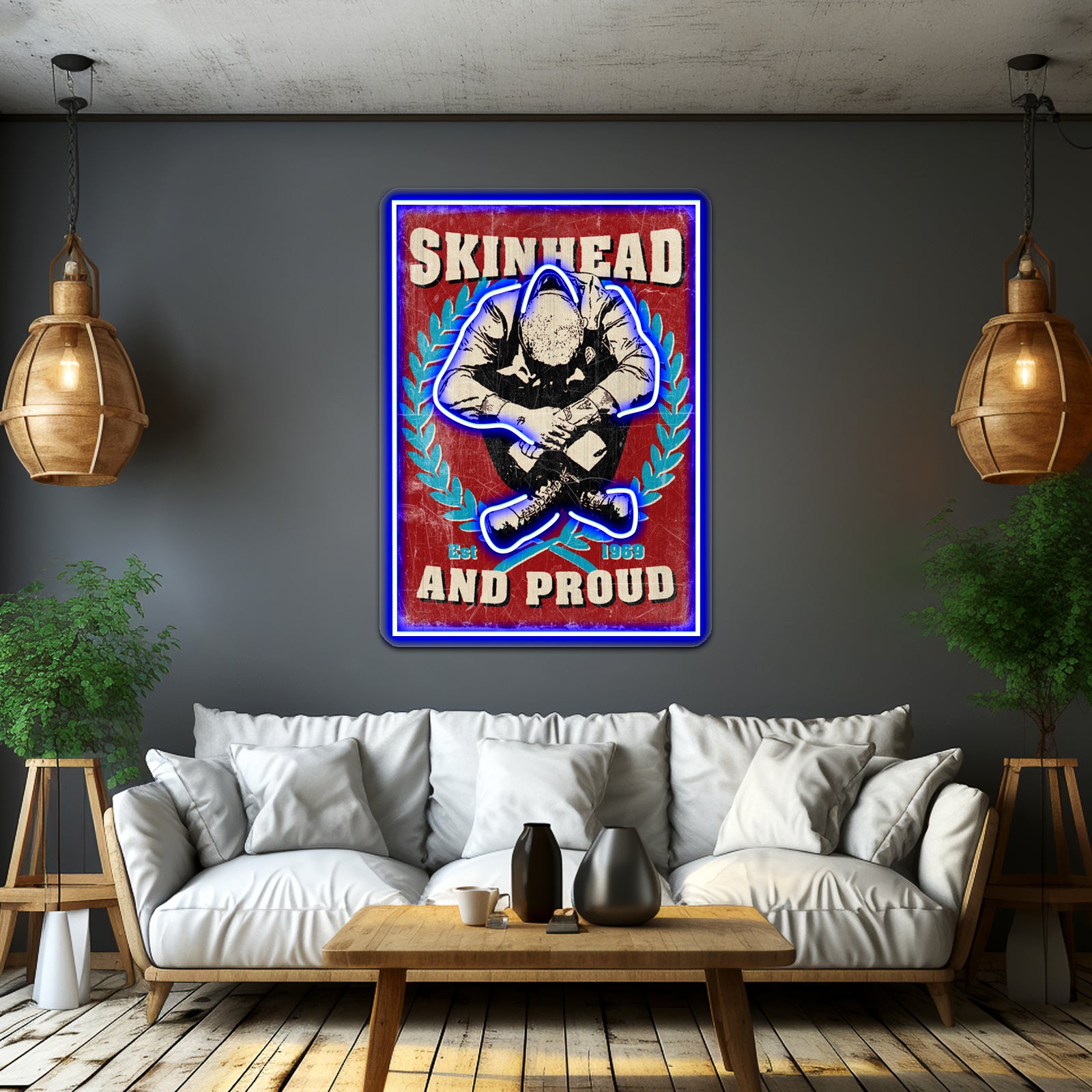 Skinhead And Proud Artwork Custom Led Signs | Shineneon