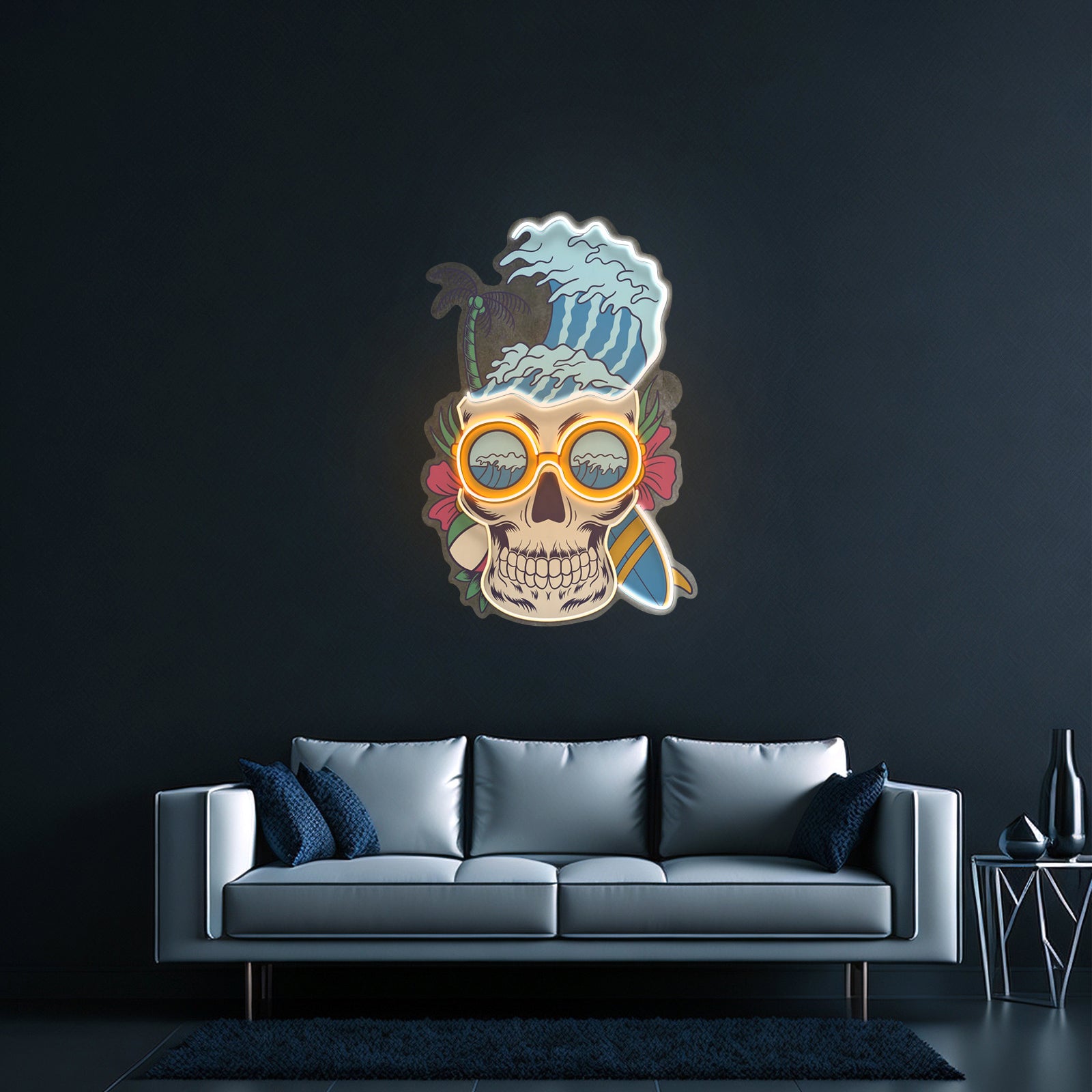 Skull And Headphones Custom Led Signs Artwork For Sale