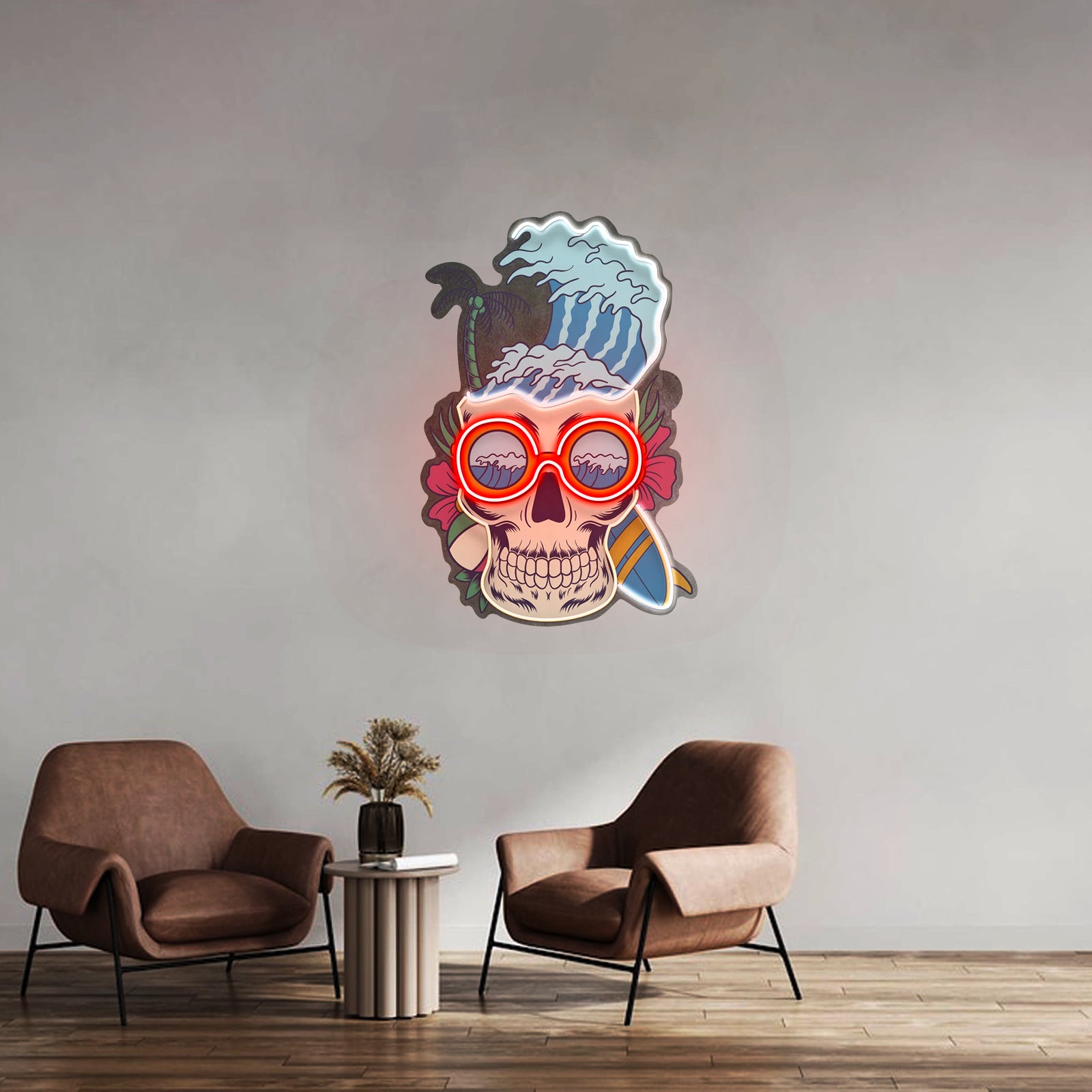 Skull And Headphones Custom Led Signs Artwork For Sale