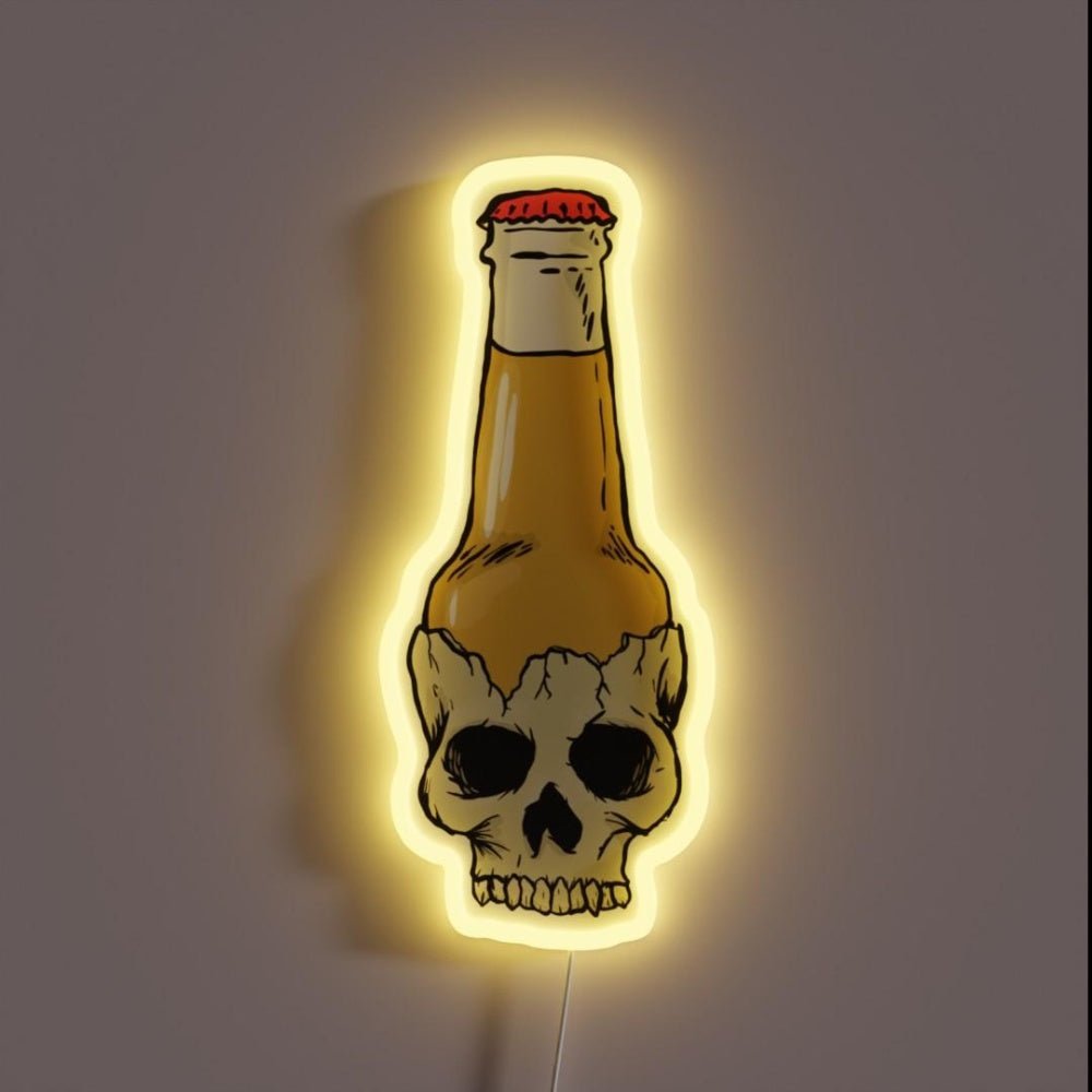 Skull Bottle Brewski Beer Bottle Skull Rgb Led Neon Sign - Shineneon