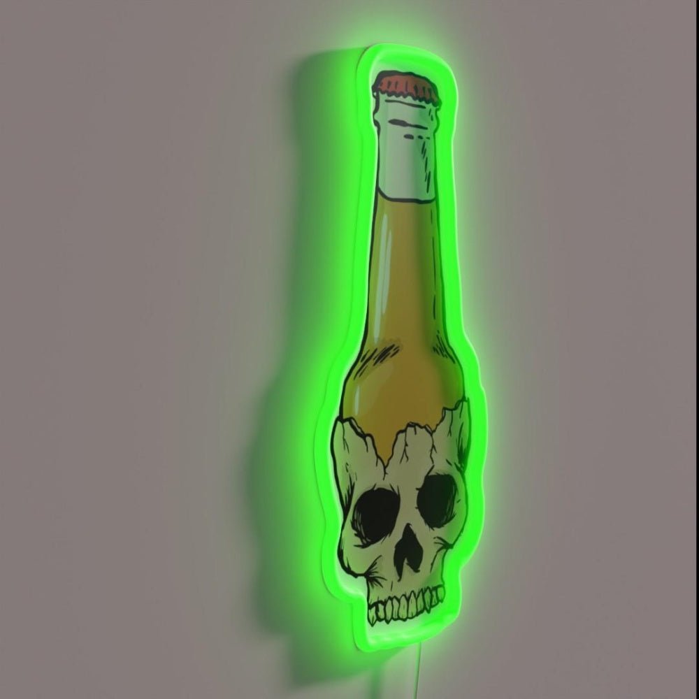 Skull Bottle Brewski Beer Bottle Skull Rgb Led Neon Sign - Shineneon