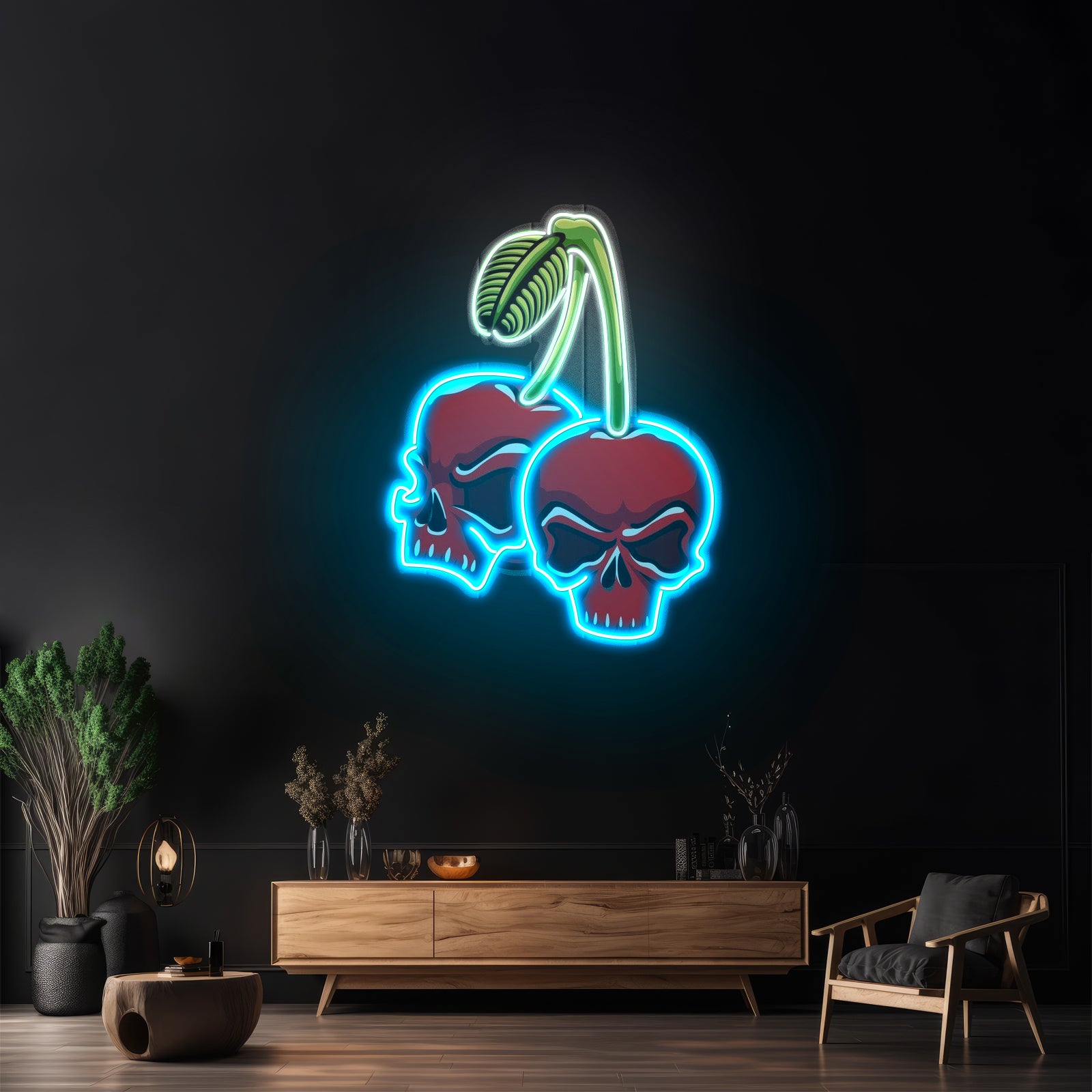 Skull Cherry Custom Led Signs Artwork For Sale