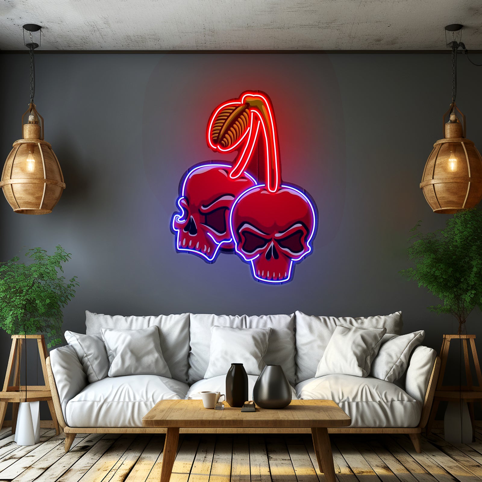 Skull Cherry Custom Led Signs Artwork For Sale