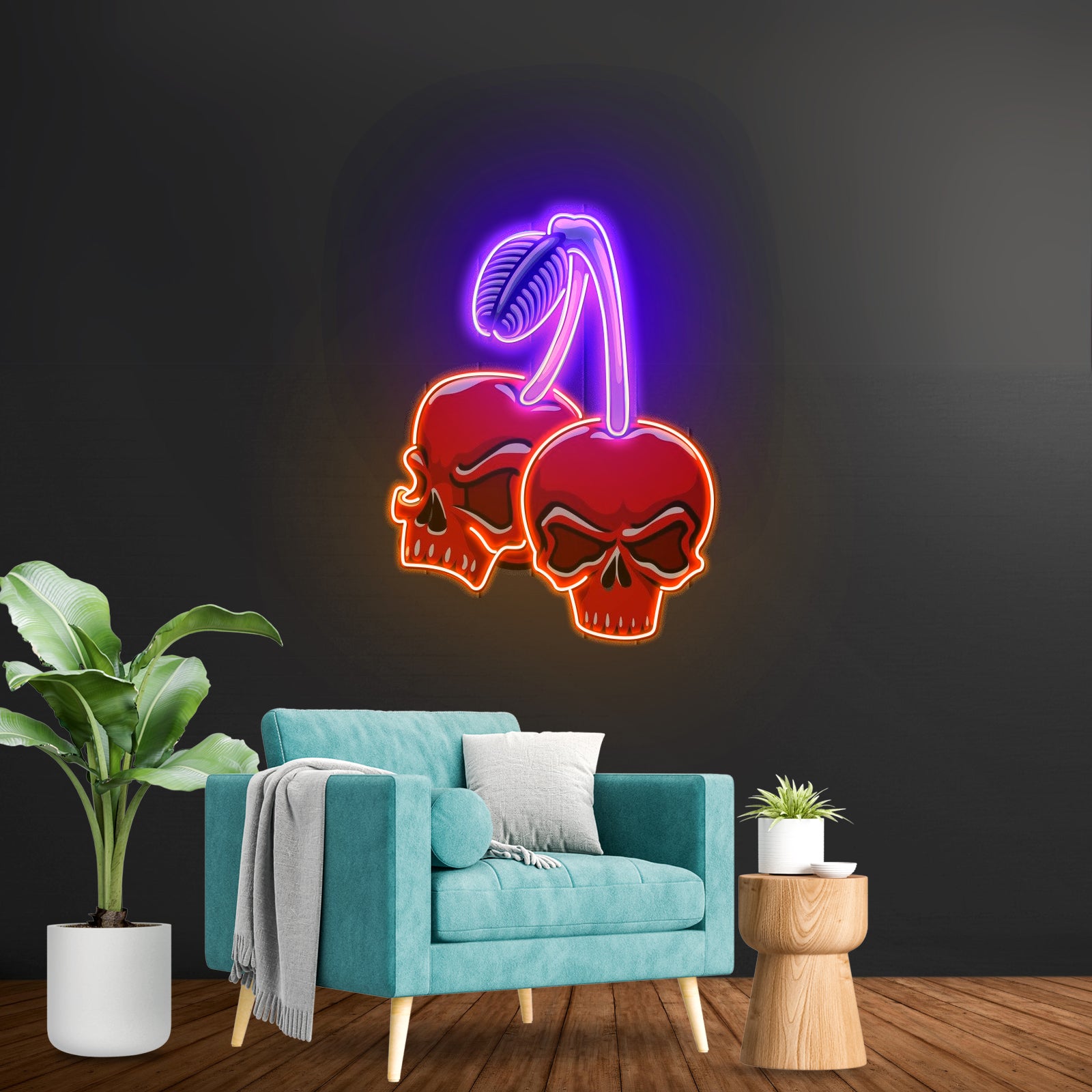 Skull Cherry Custom Led Signs Artwork For Sale