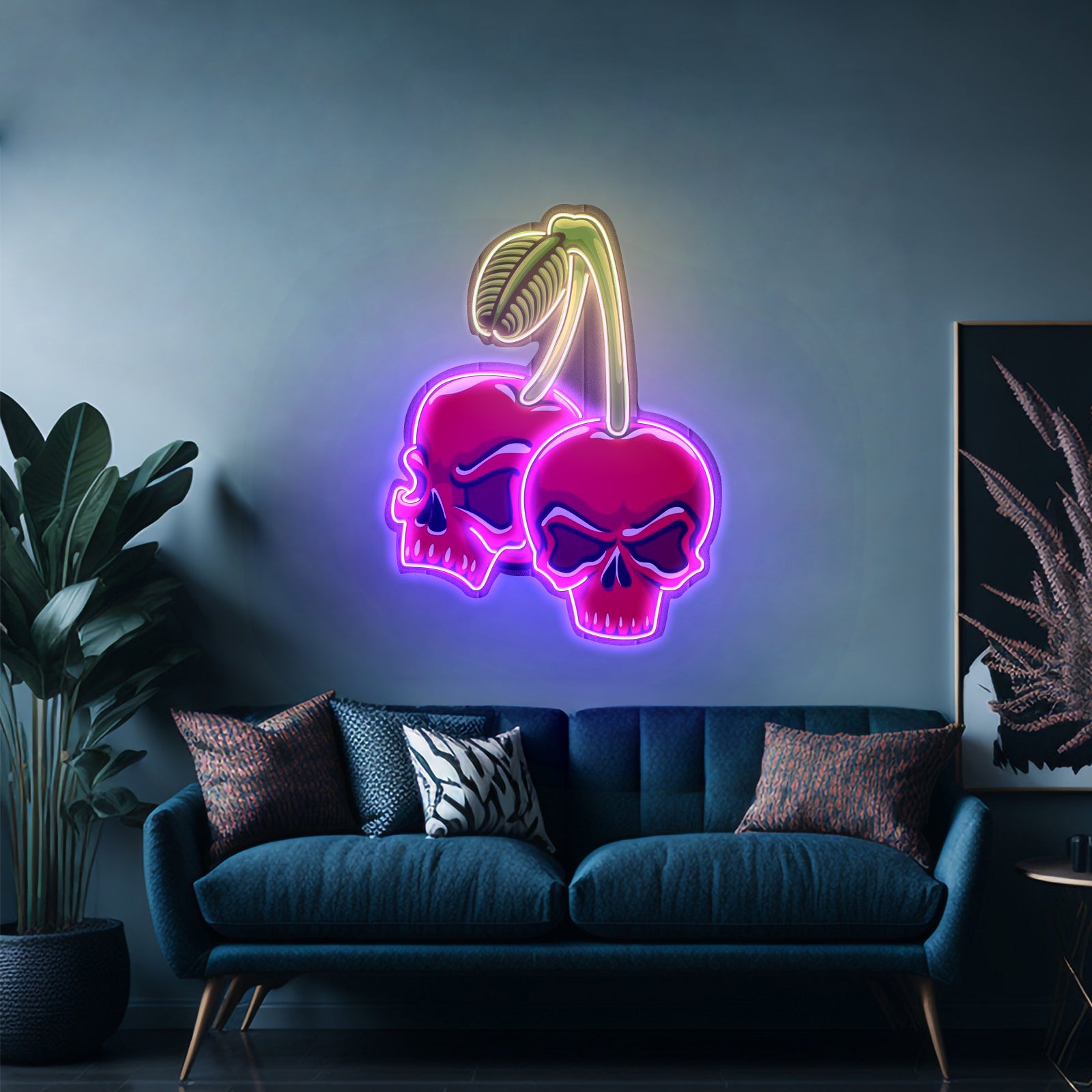 Skull Cherry Custom Led Signs Artwork For Sale