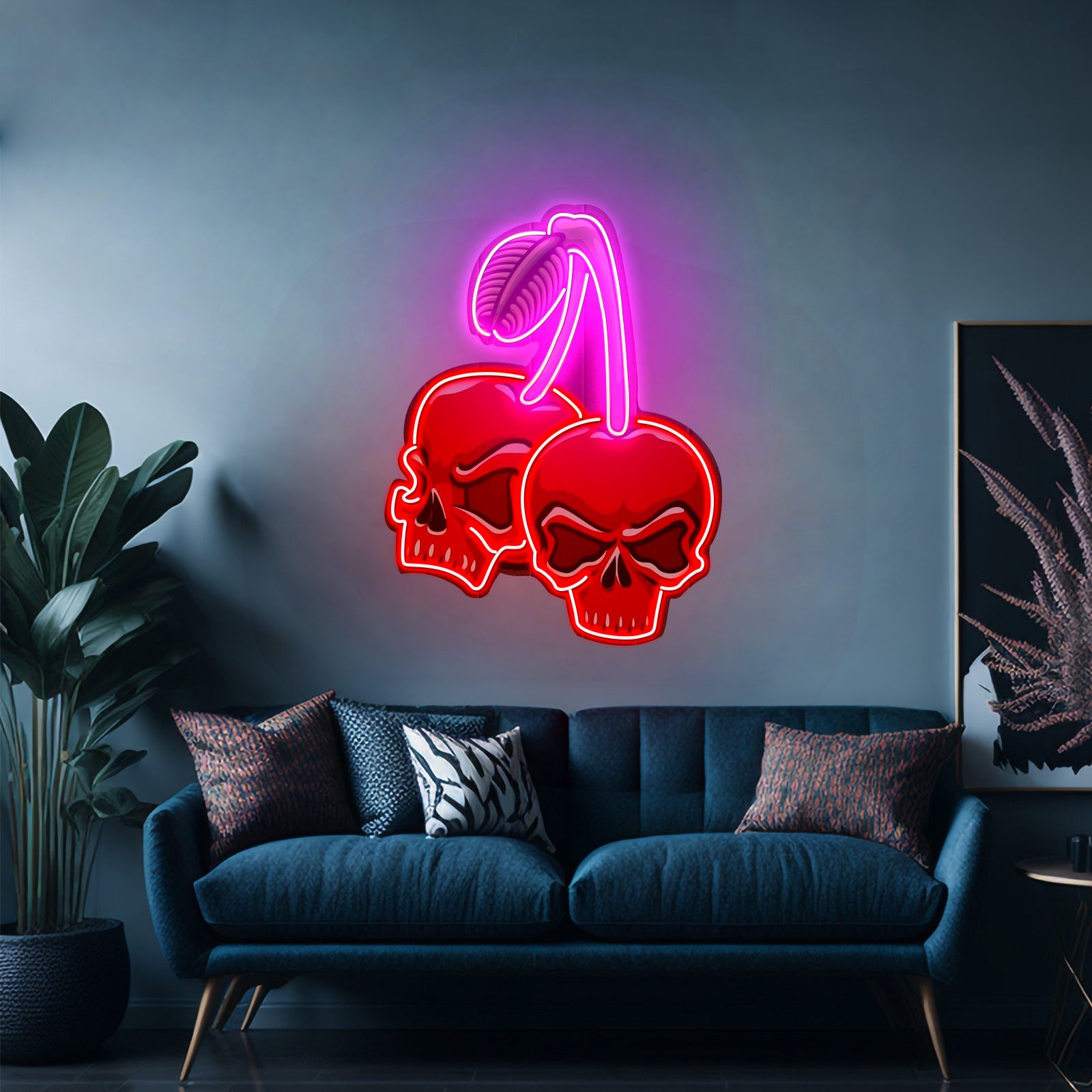 Skull Cherry Custom Led Signs Artwork For Sale