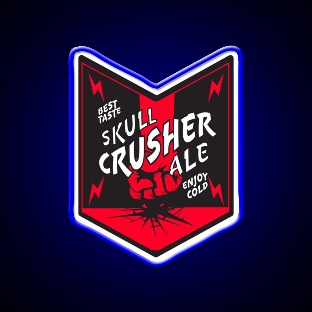 Skull Crusher Ale Beer Bar Decor Led Neon Sign Rgb Color - Size and dimension reference