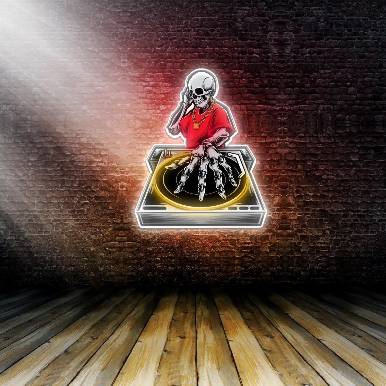 Skull Dj Red White Yellow Led Neon Sign For Music Studio Bar Decor | Shineneon