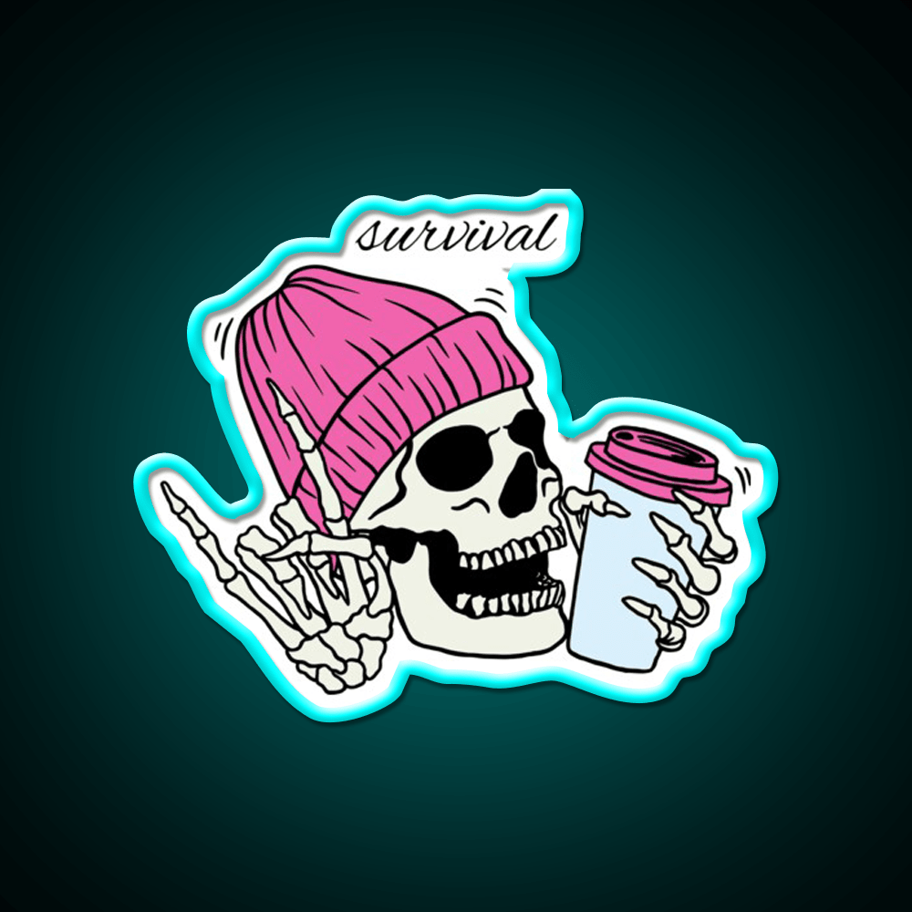 Skull Drinking Coffee Cafe Led Neon Sign Espresso Bar Art Rgb Color - Shineneon