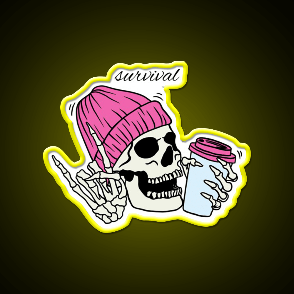 Skull Drinking Coffee Cafe Led Neon Sign Espresso Bar Art Rgb Color - Shineneon
