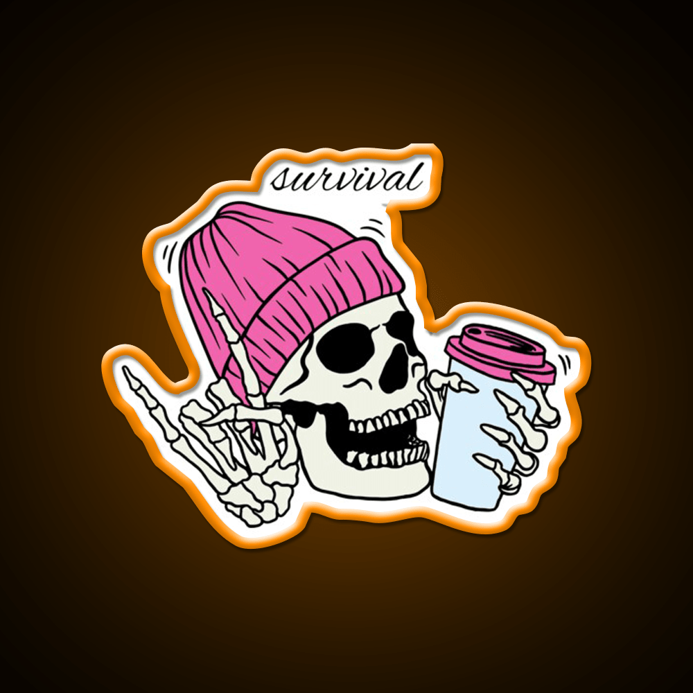 Skull Drinking Coffee Cafe Led Neon Sign Espresso Bar Art Rgb Color - Shineneon