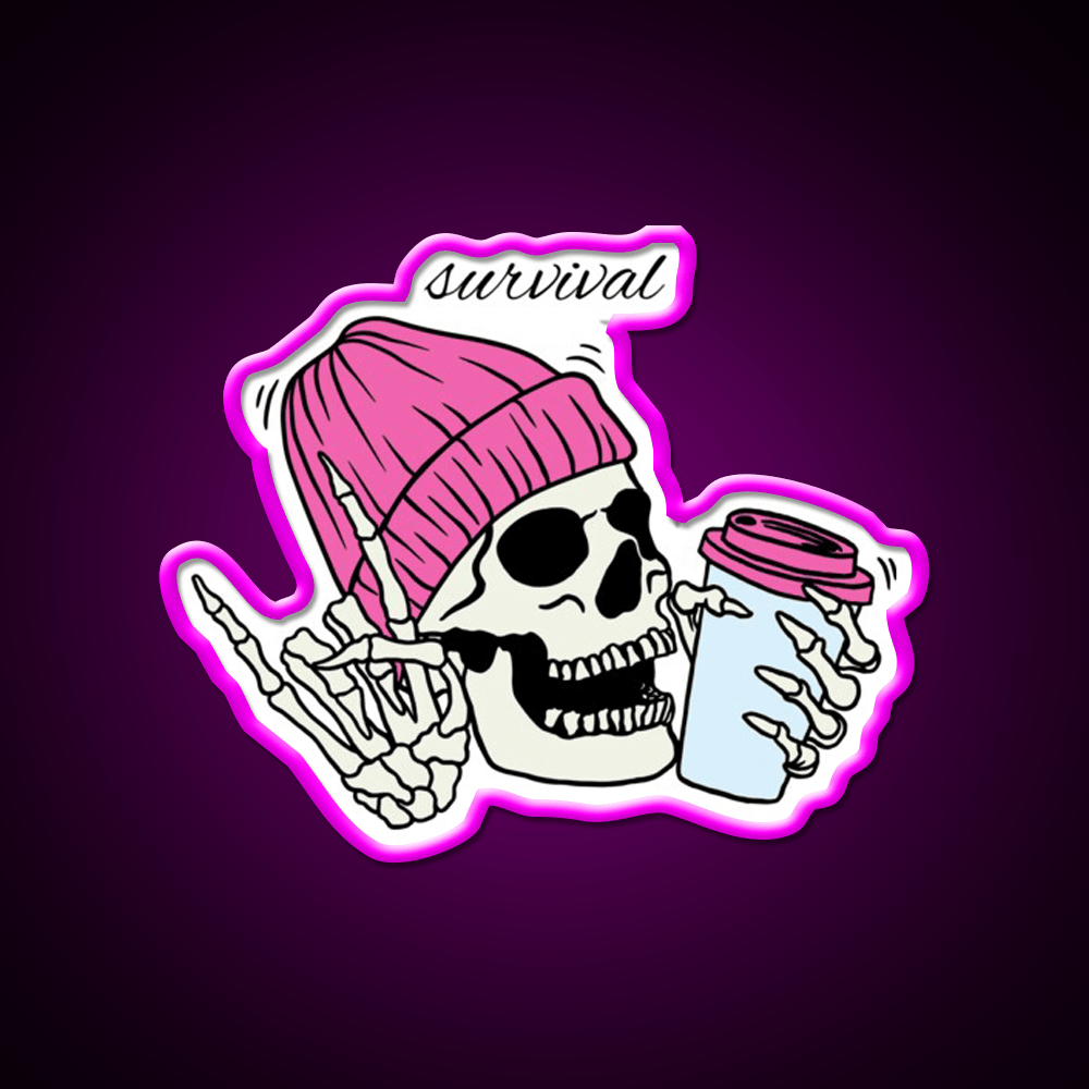 Skull Drinking Coffee Cafe Led Neon Sign Espresso Bar Art Rgb Color - Shineneon
