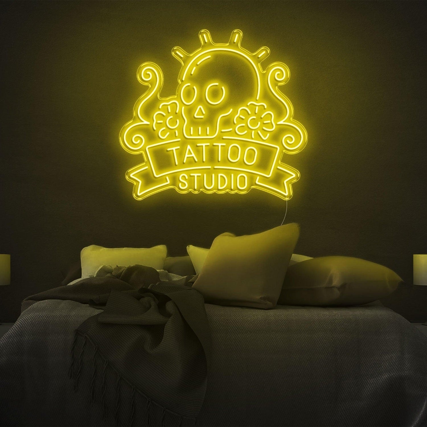 Skull Floral Tattoo Studio Led Neon Sign | Shineneon
