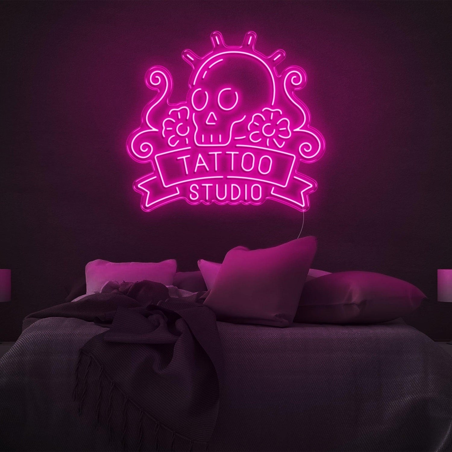Skull Floral Tattoo Studio Led Neon Sign | Shineneon