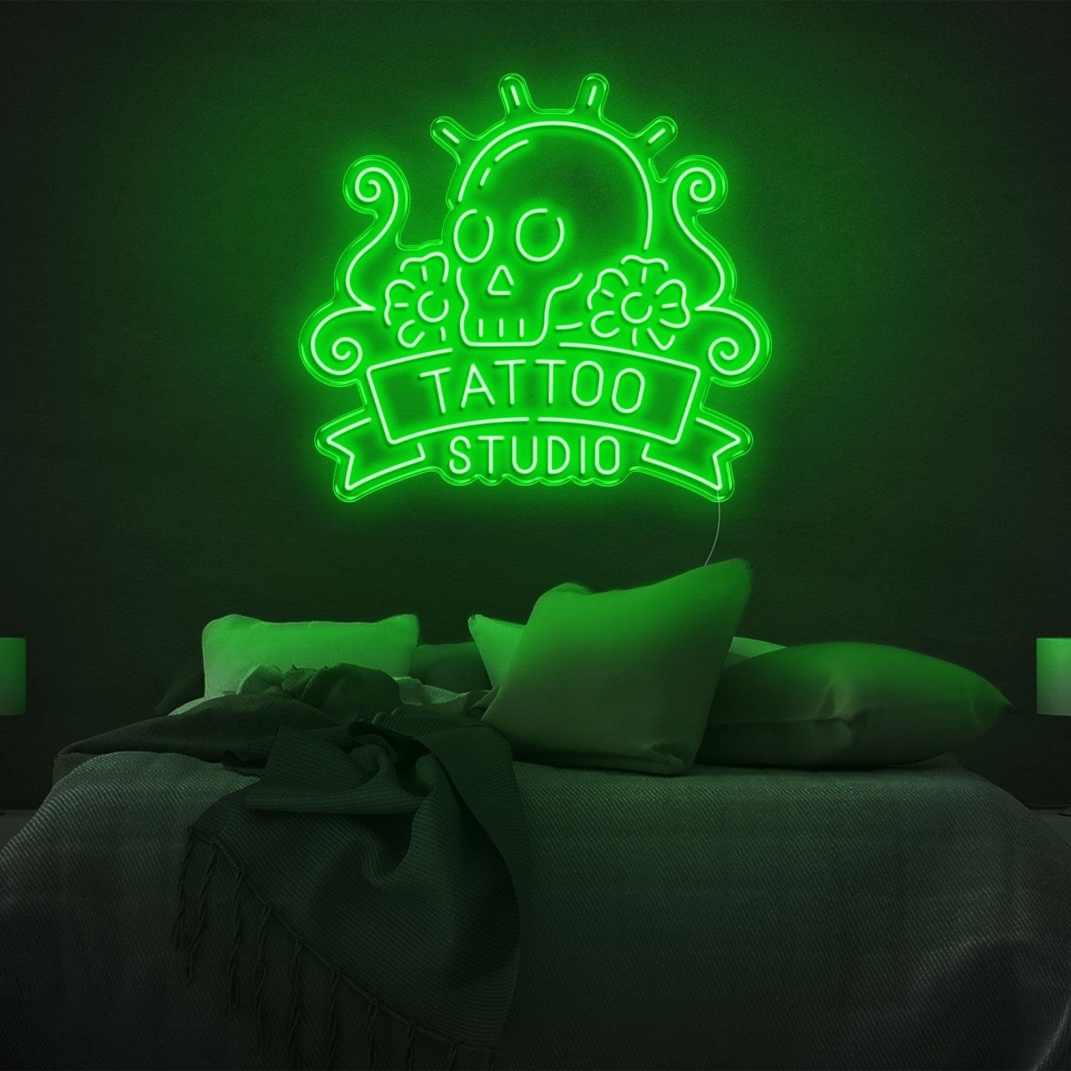 Skull Floral Tattoo Studio Led Neon Sign | Shineneon