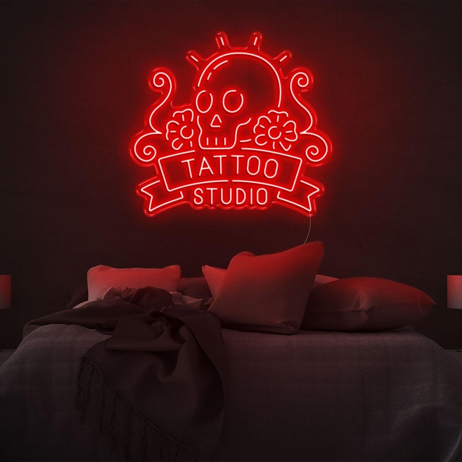 Skull Floral Tattoo Studio Led Neon Sign | Shineneon