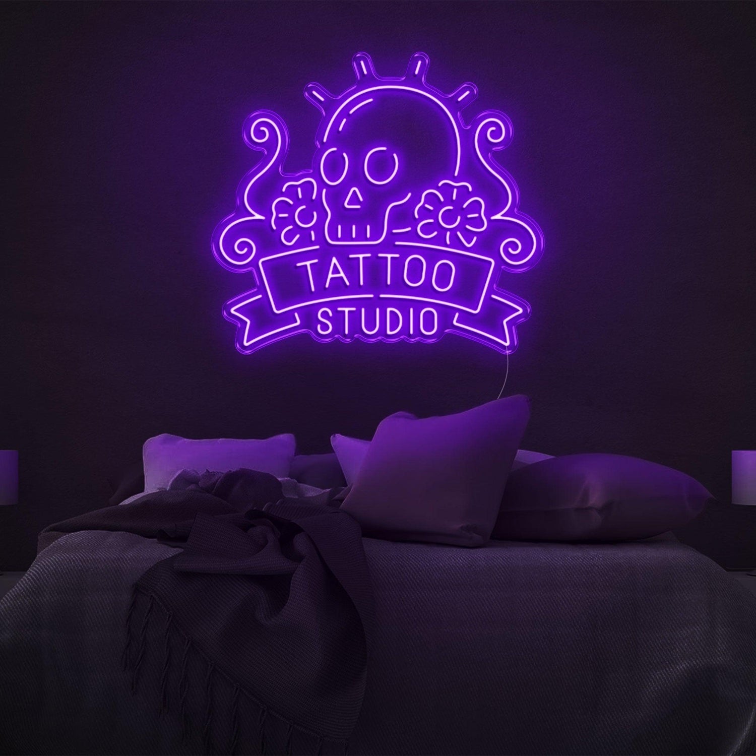 Skull Floral Tattoo Studio Led Neon Sign | Shineneon