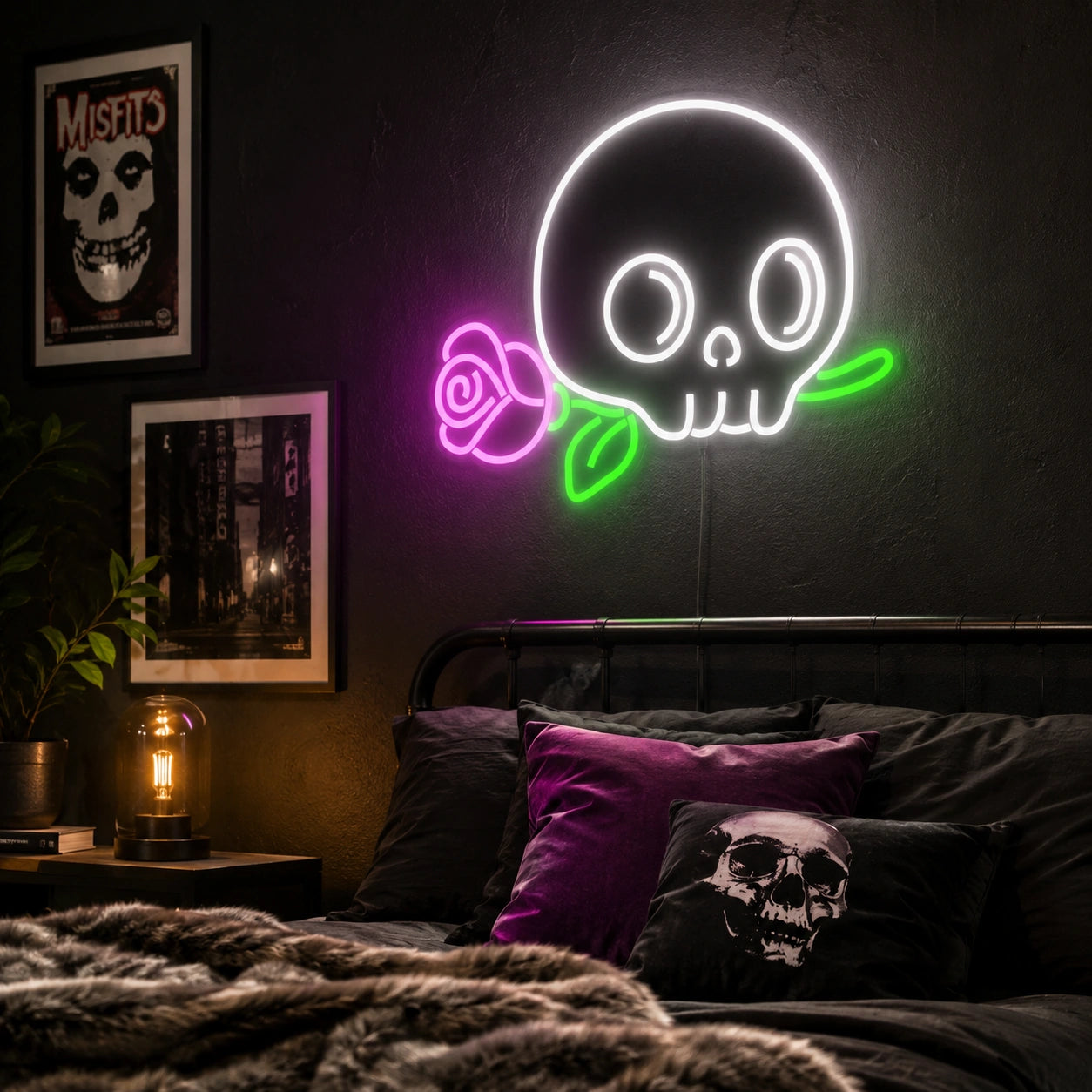 Skull Flower Neon Sign LED Neon Sign real lifestyle scene