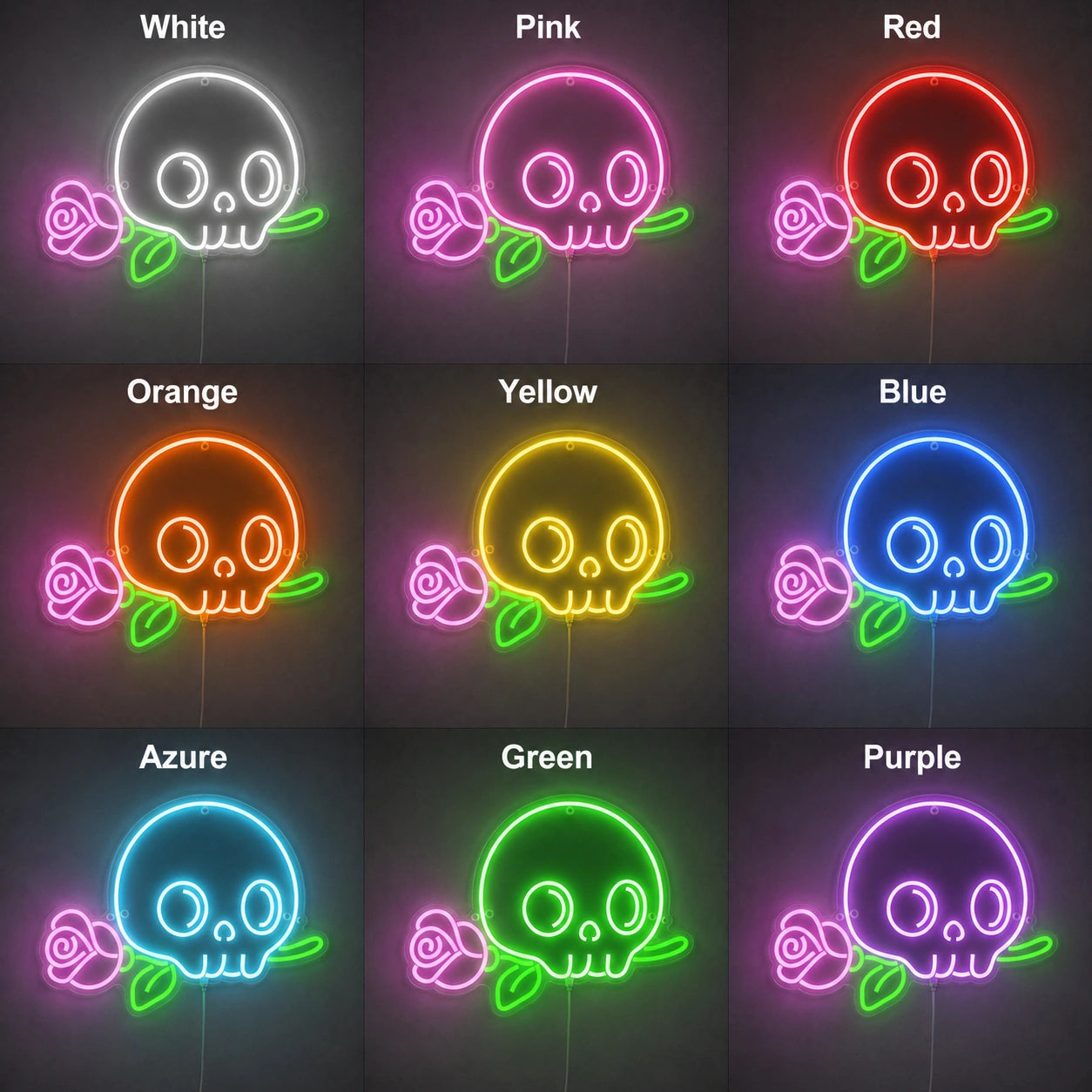 Skull Flower Neon Sign LED Neon Sign color grid