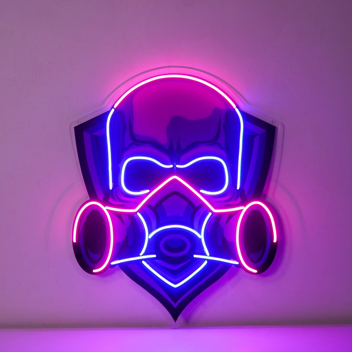 Skull Gas Mask Cyberpunk Blue Pink Uv Printed Led Neon Sign For Indoor Wall Art | Shineneon