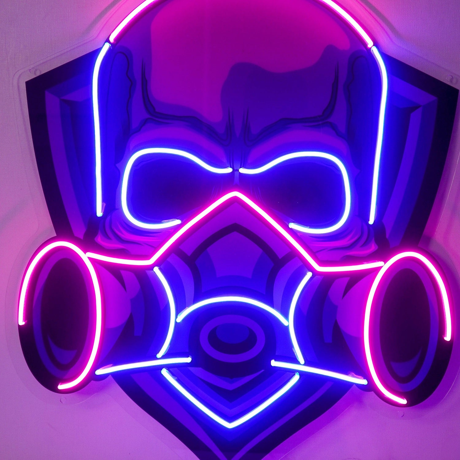 Skull Gas Mask Cyberpunk Blue Pink Uv Printed Led Neon Sign For Indoor Wall Art | Shineneon