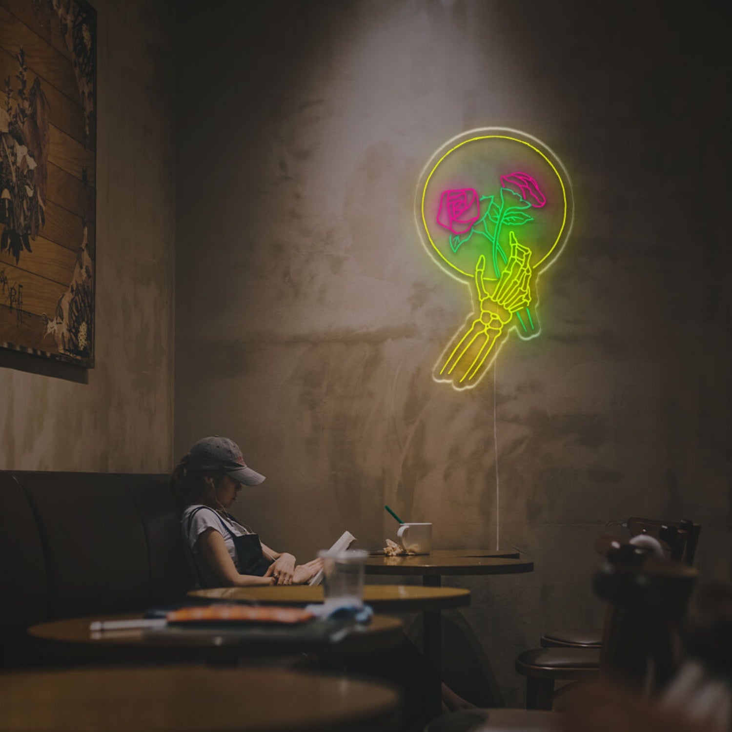 Skull Hand Holding Roses Led Neon Sign | Shineneon