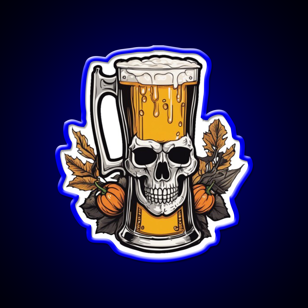 Skull Head Beer Halloween Vintage Party Man Cave Bar Led Neon Sign Rgb Color