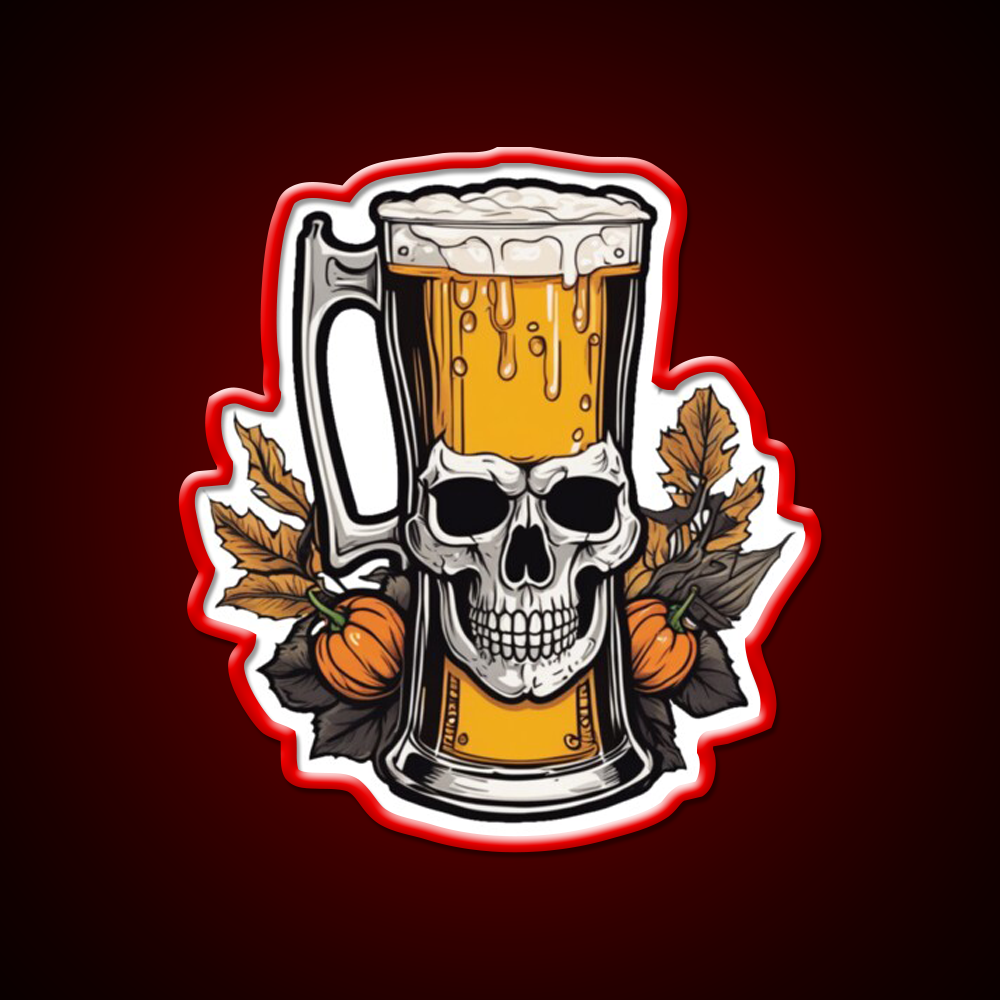 Skull Head Beer Halloween Vintage Party Man Cave Bar Led Neon Sign Rgb Color