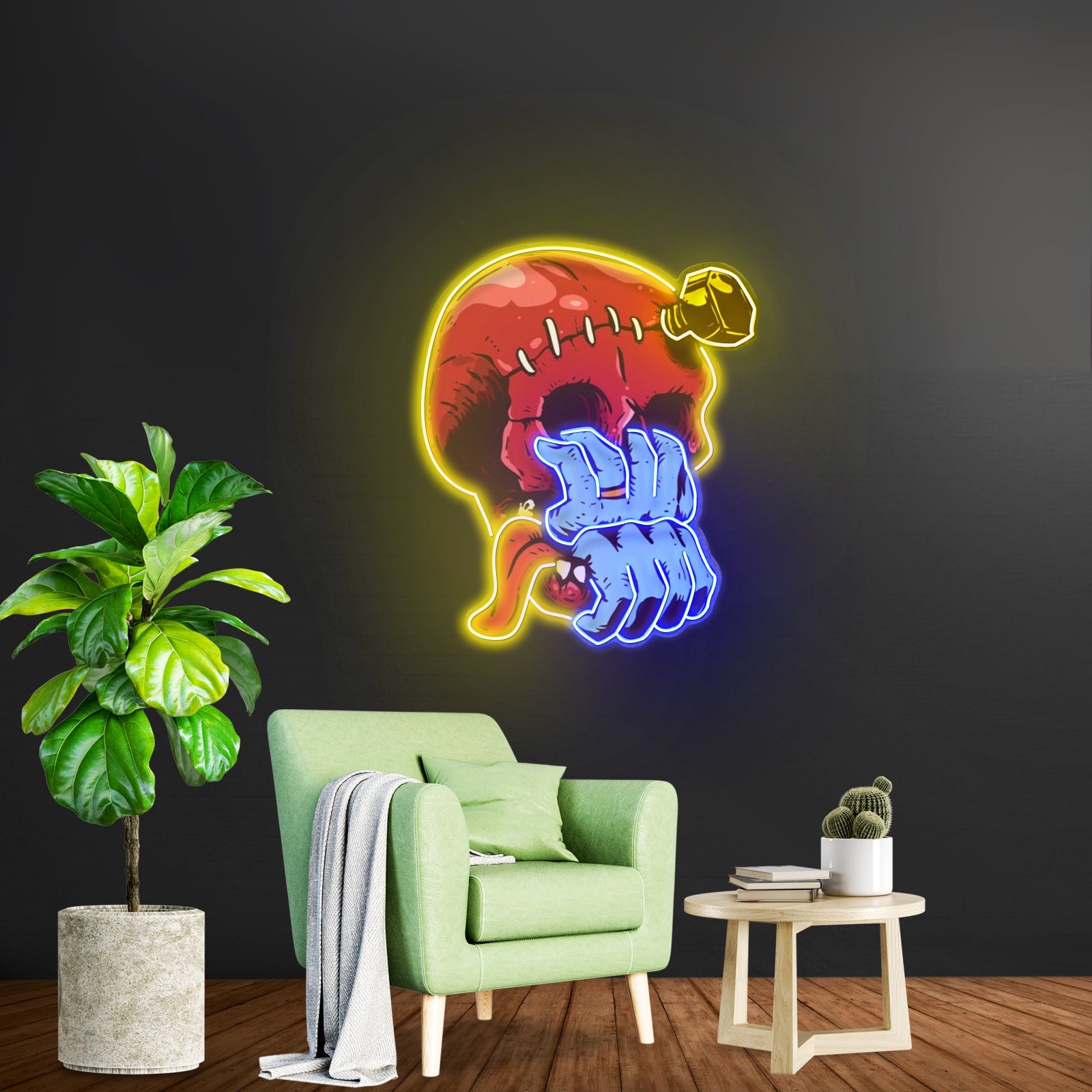 Skull Head Hand From Mouth Led Neon Sign Light Custom Led Signs - Shineneon