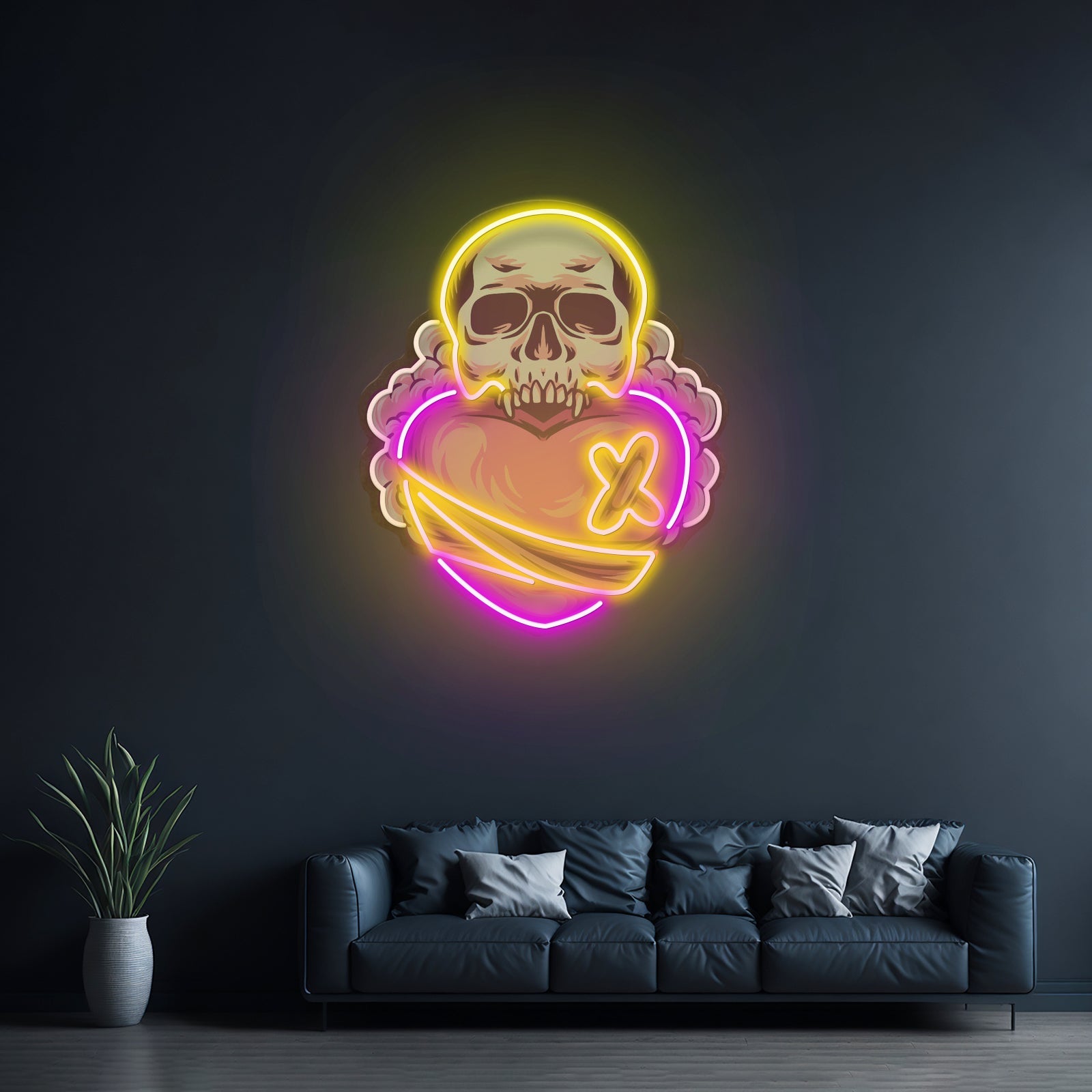 Skull Heart Led Neon Sign Light Custom Led Signs - Shineneon