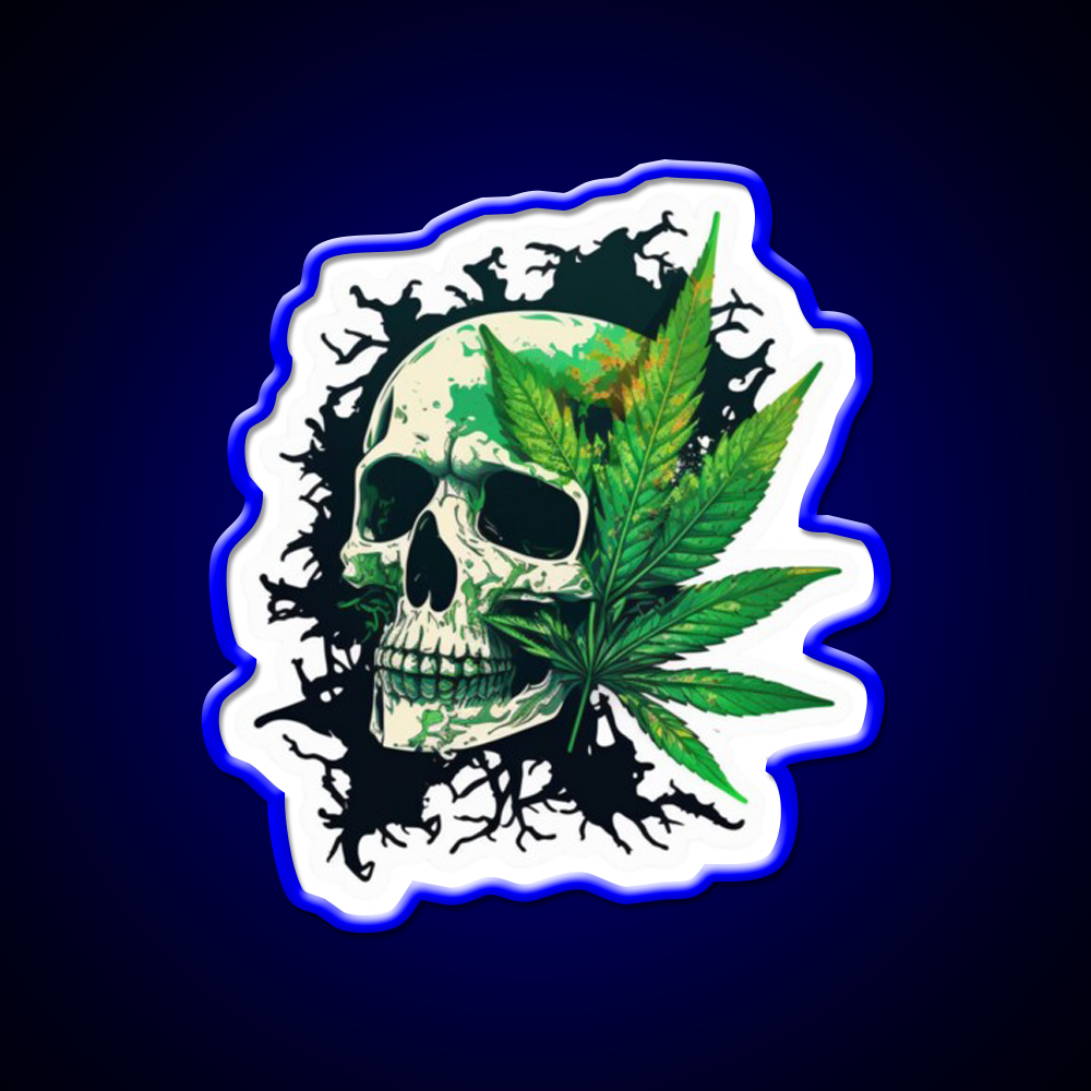 Skull Hemp Inspired Green Leaf Led Neon Sign 420 Neon Decor Rgb Color - LED neon sign view 5