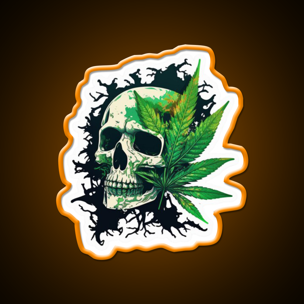 Skull Hemp Inspired Green Leaf Led Neon Sign 420 Neon Decor Rgb Color - LED neon sign view 6
