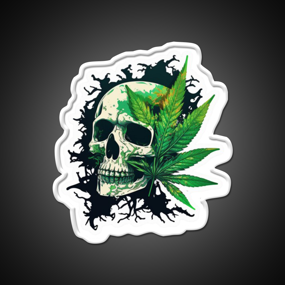 Skull Hemp Inspired Green Leaf Led Neon Sign 420 Neon Decor Rgb Color - LED neon sign view 11