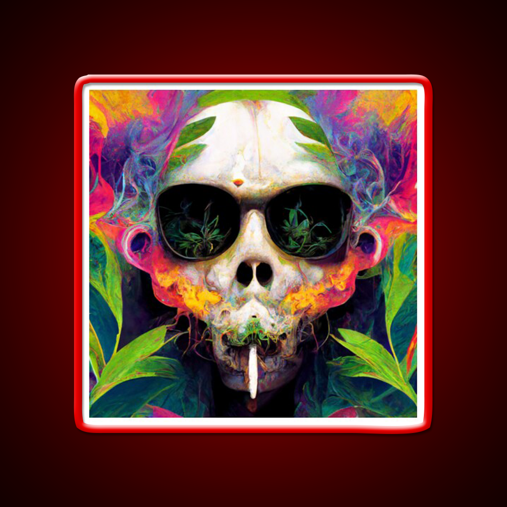 Skull Hemp Inspired Green Leaf Led Neon Sign Bedroom Neon Sign Rgb Color - Shineneon