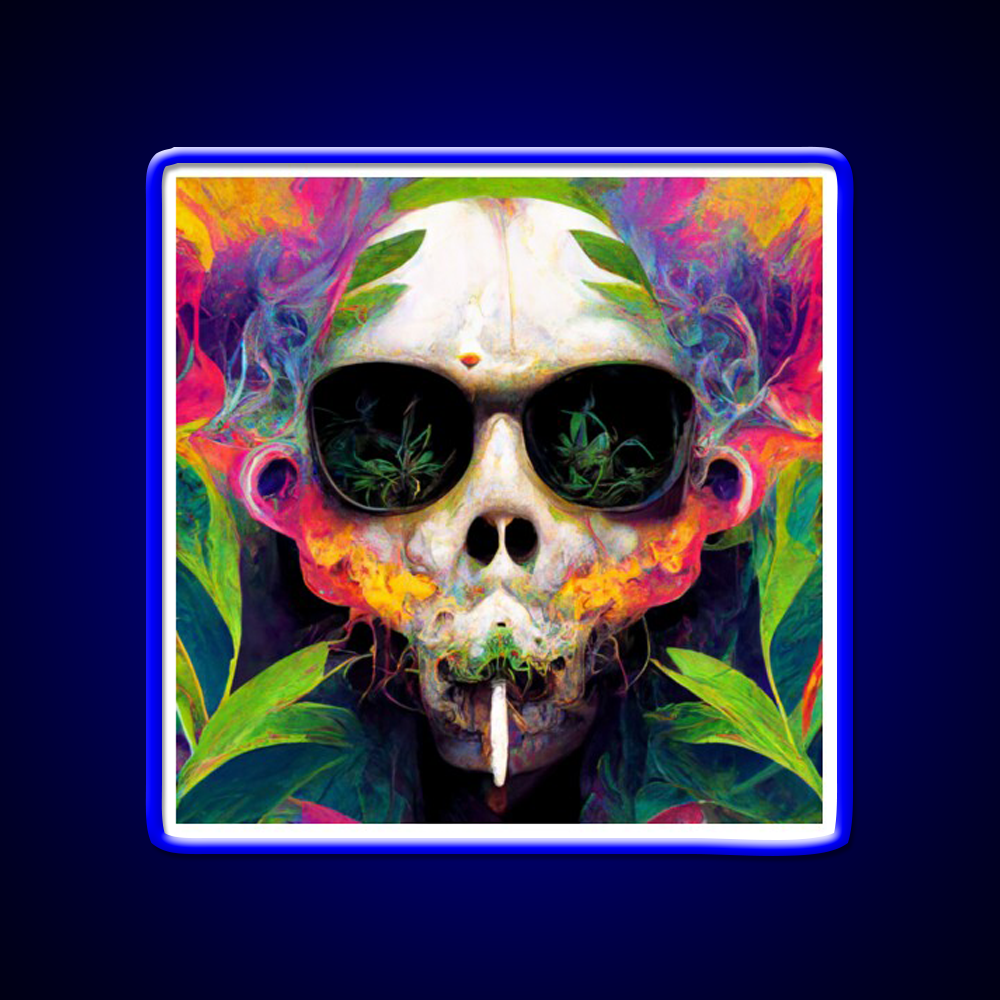 Skull Hemp Inspired Green Leaf Led Neon Sign Bedroom Neon Sign Rgb Color - Shineneon