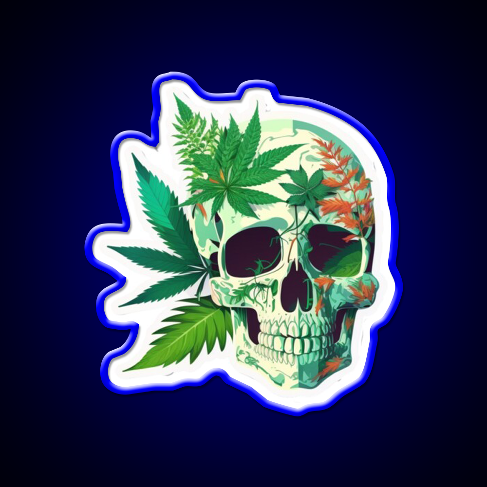 Skull Hemp Inspired Green Leaf Led Neon Sign Rgb Color - LED neon sign view 5