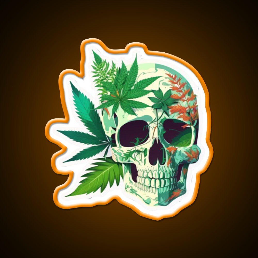 Skull Hemp Inspired Green Leaf Led Neon Sign Rgb Color - LED neon sign view 6