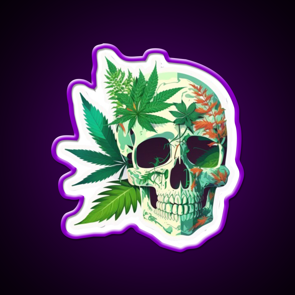Skull Hemp Inspired Green Leaf Led Neon Sign Rgb Color - LED neon sign view 9