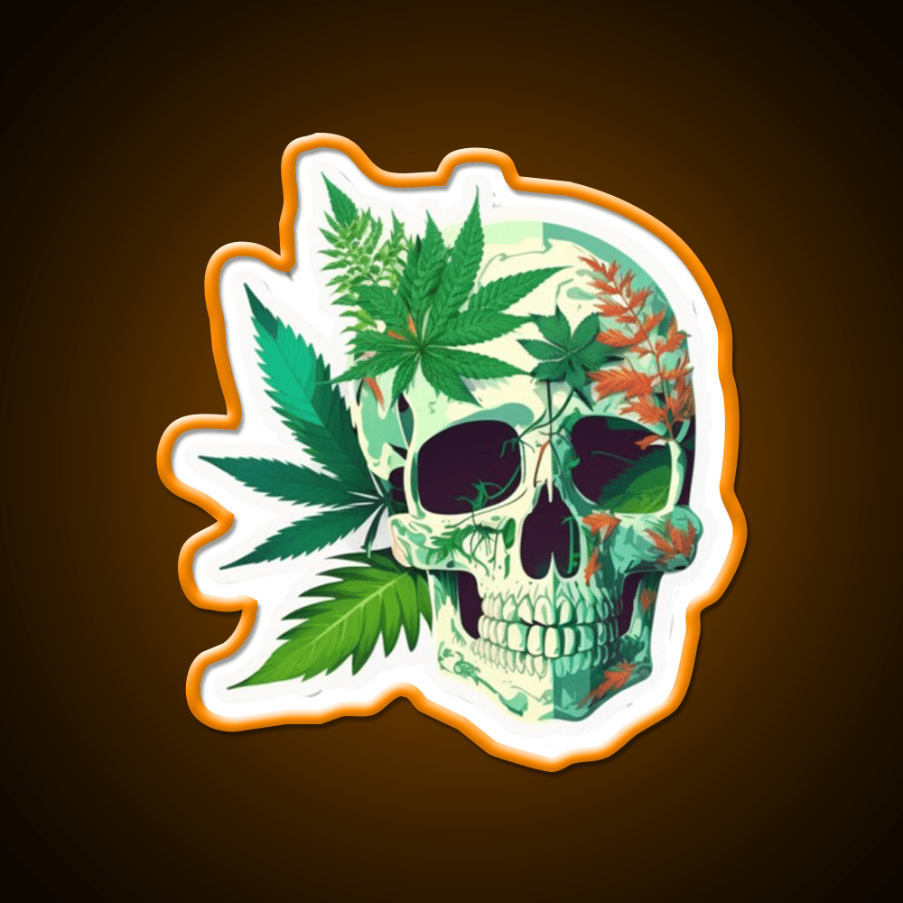 Skull Hemp Inspired Green Leaf Led Neon Sign Rgb Color - Shineneon