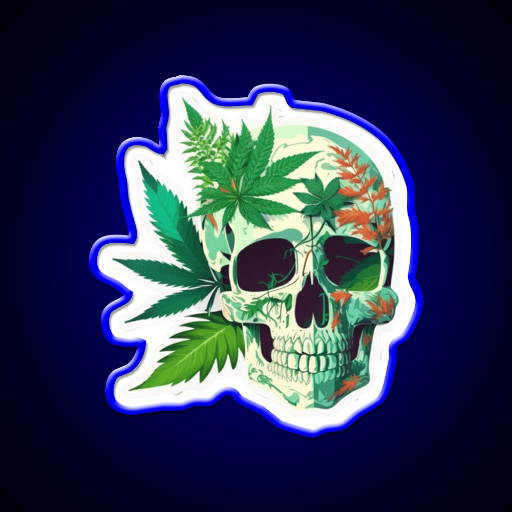 Skull Hemp Inspired Green Leaf Led Neon Sign Rgb Color - Shineneon