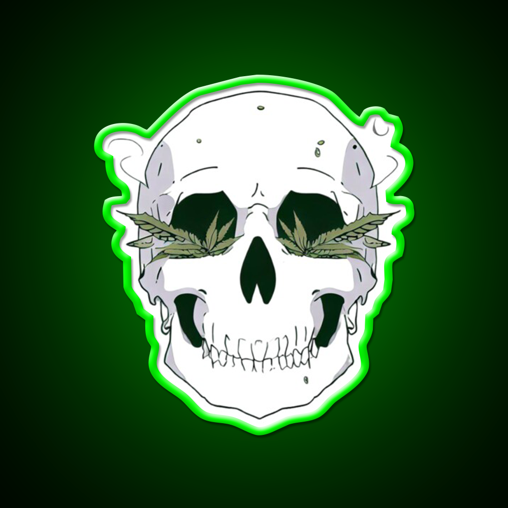 Skull Hemp Inspired Green Leaf Led Neon Sign Room Led Sign Rgb Color - LED neon sign view 8