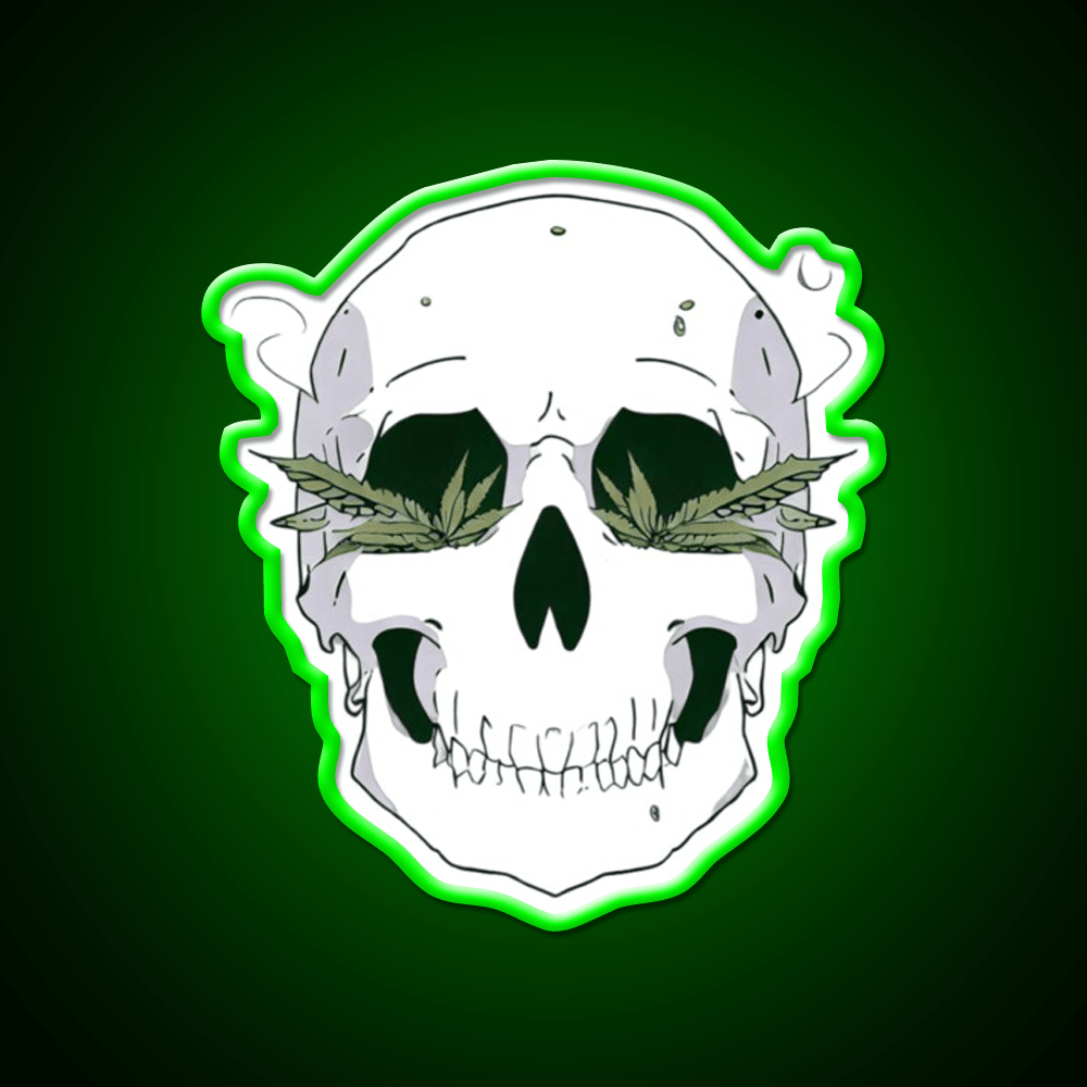 Skull Hemp Inspired Green Leaf Led Neon Sign Room Led Sign Rgb Color - Shineneon
