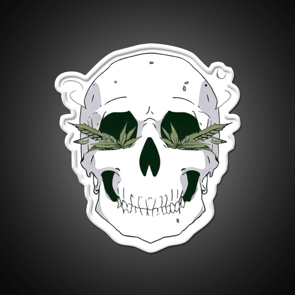Skull Hemp Inspired Green Leaf Led Neon Sign Room Led Sign Rgb Color - Shineneon