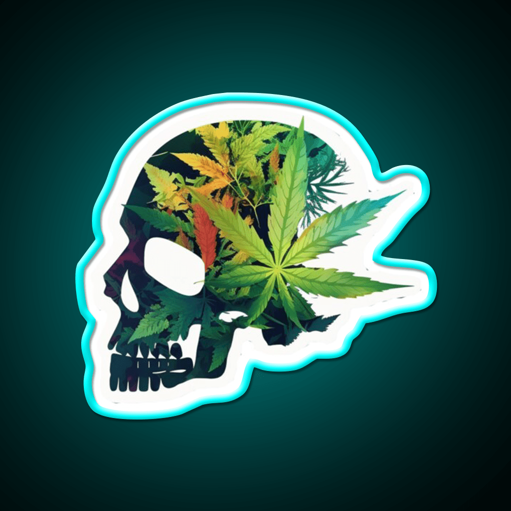 Skull Hemp Inspired Green Leaf Led Neon Sign Room Light Sign Rgb Color - Shineneon