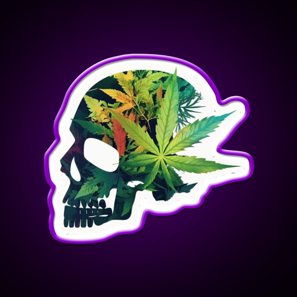 Skull Hemp Inspired Green Leaf Led Neon Sign Room Light Sign Rgb Color - Shineneon