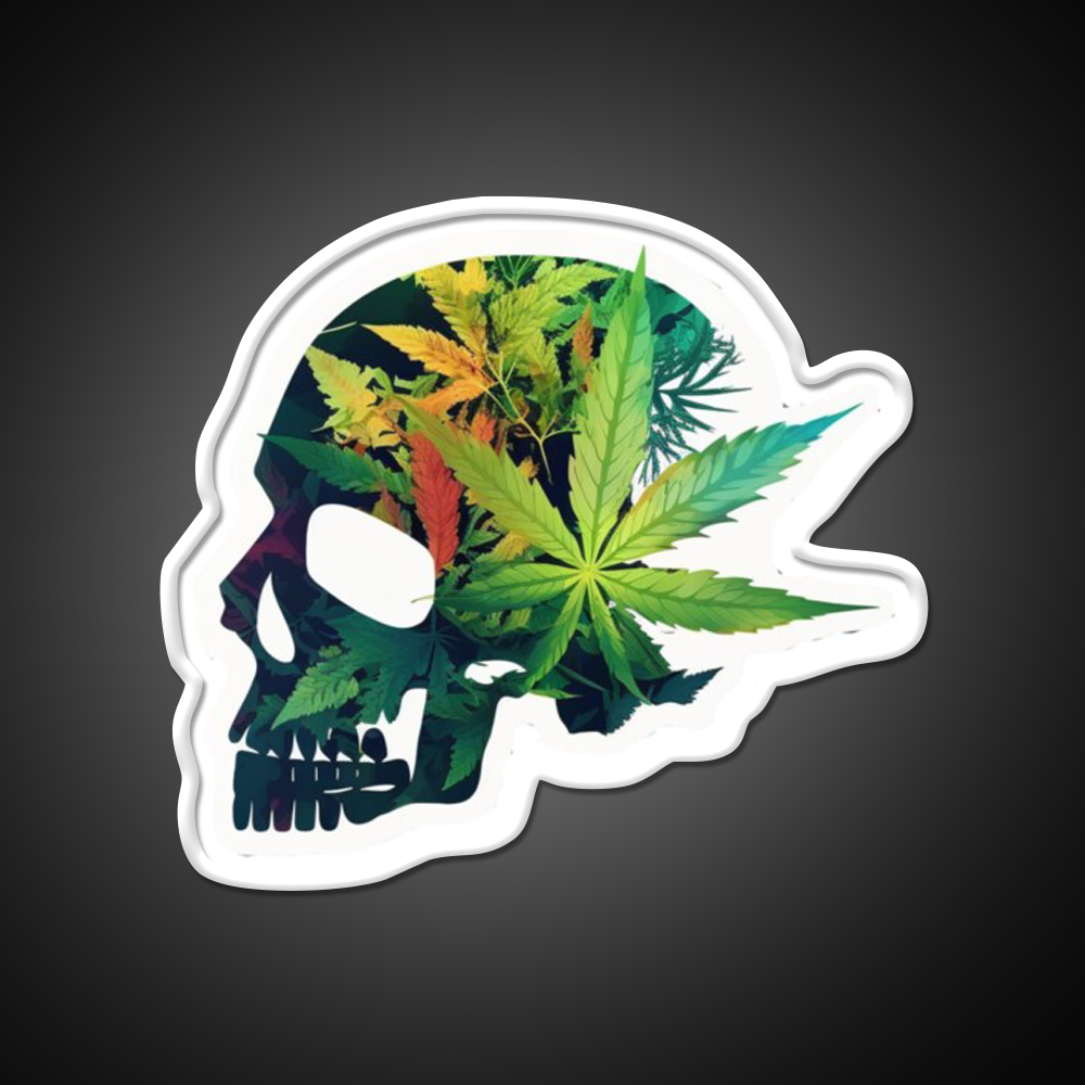 Skull Hemp Inspired Green Leaf Led Neon Sign Room Light Sign Rgb Color - LED neon sign view 11