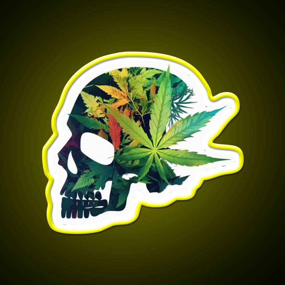 Skull Hemp Inspired Green Leaf Led Neon Sign Room Light Sign Rgb Color - LED neon sign view 7