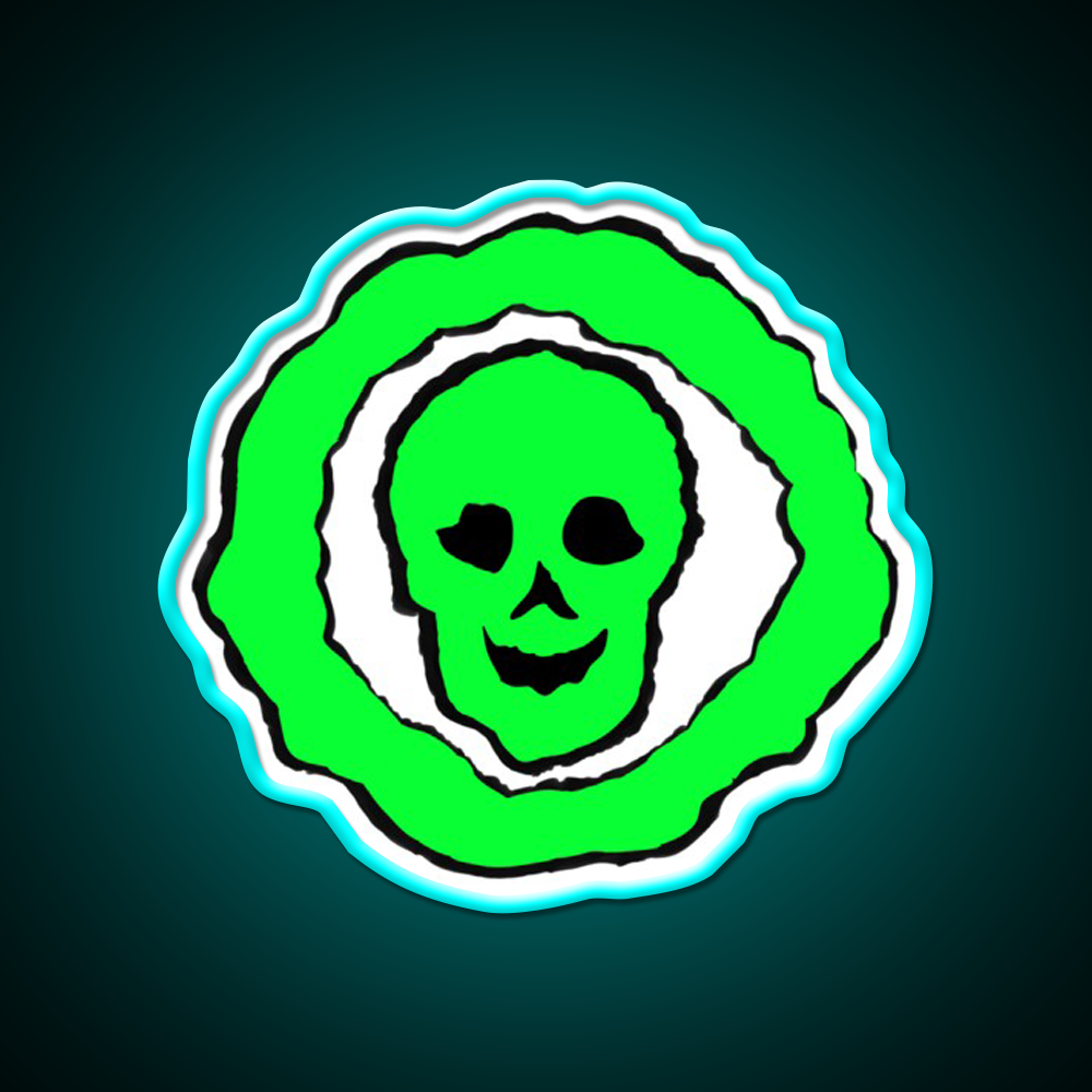 Skull Hemp Inspired Green Leaf Led Neon Sign Wall Decor Rgb Color - Size and dimension reference